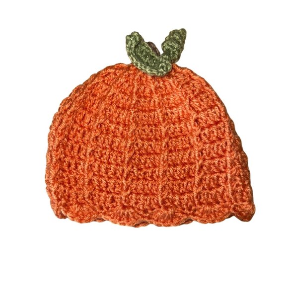 Crochet Pumpkin Baby Hat 0-6M - Picture 1 of 5